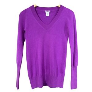 J.Crew Women's Cashmere Sweater V Neck Long Sleeve Purple‎ Pink SZ XS